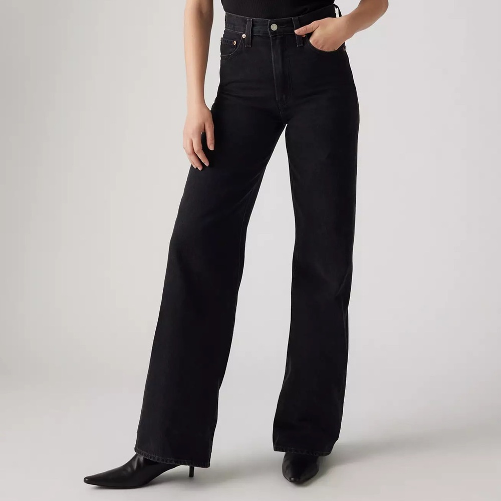 Levi's Ribcage Wide-leg Black Jeans